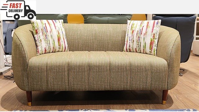 Flex 2 Seater Fabric sofa in Green Texture with Floral Cushion 
